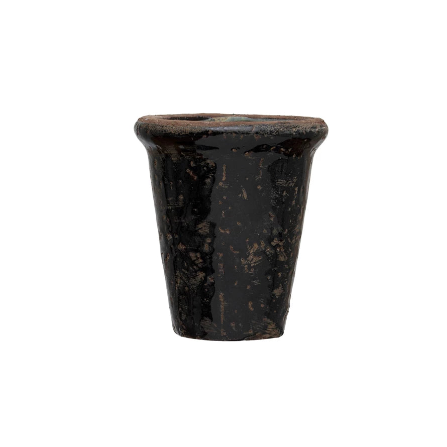 Distressed Stone Black Flower Pot