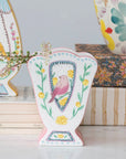 Pastel Painted Vase with Bird Design