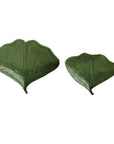 Leaf Shaped Plates – Green Stoneware Ginkgo Leaf Plates (Set of 2)