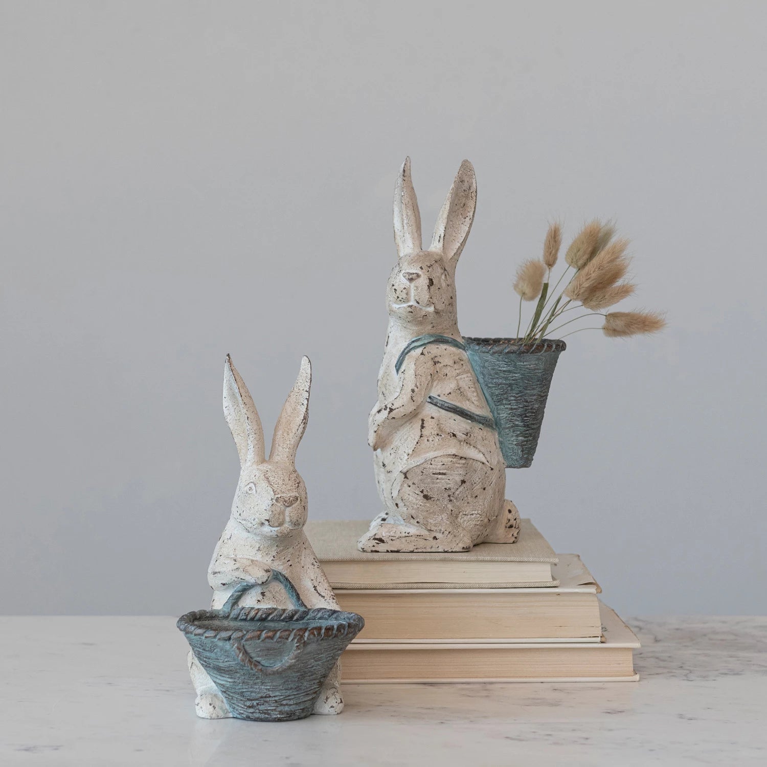 Bunnies with Baskets Figurines
