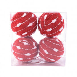 Red and White Yarn Ornament Set