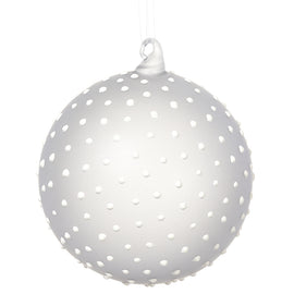 White Glass Dotted Ornament 4.75"
