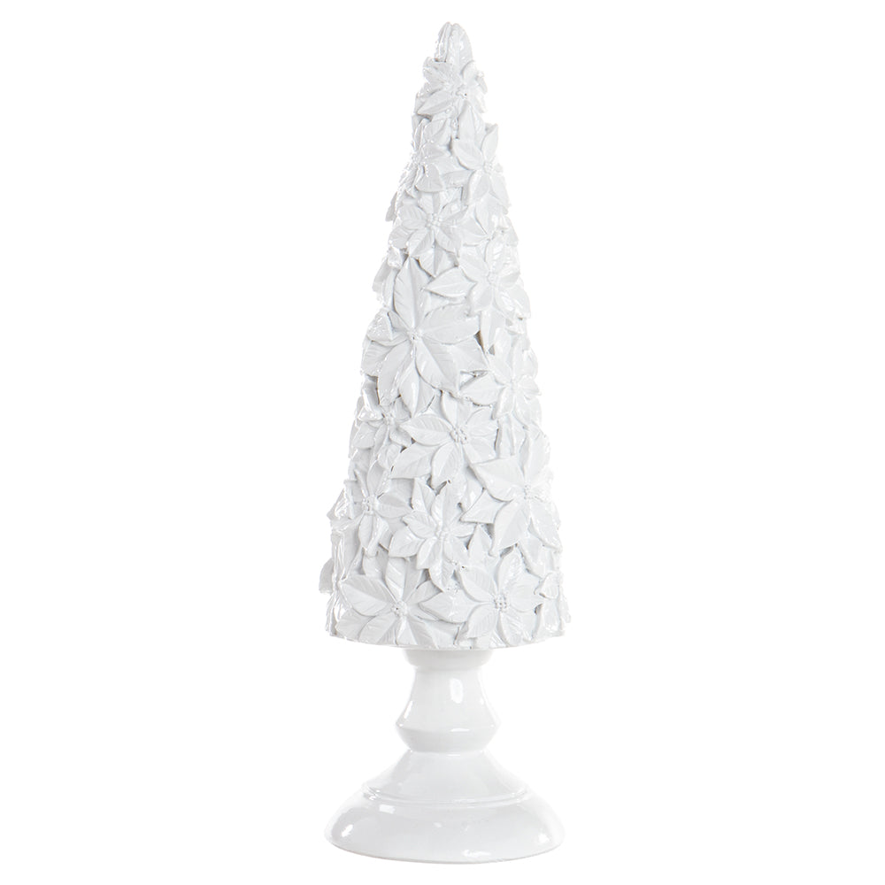 White Ceramic Poinsettia Christmas Tree