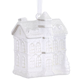 Victorian Manor White Glass Ornament
