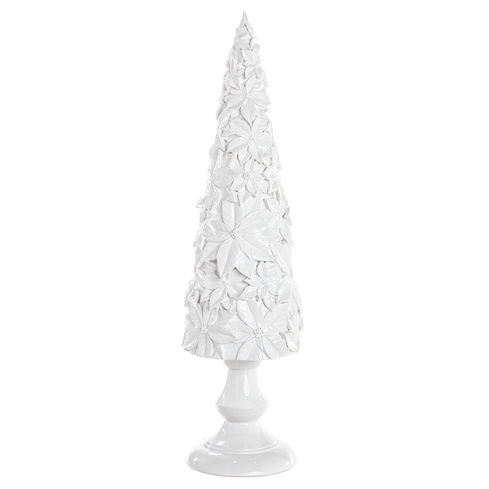 White Ceramic Poinsettia Christmas Tree