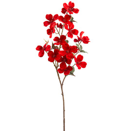 Red Velvet Dogwood Decorative Branch