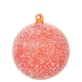 Flocked Red Ball Ornament 4"