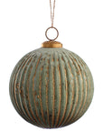 Velour Green and Gold Glass Ornaments