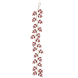 Long Red Rhinestone Leaf Ornament