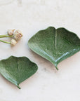 Leaf Shaped Plates – Green Stoneware Ginkgo Leaf Plates (Set of 2)