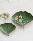 Leaf Shaped Plates – Green Stoneware Ginkgo Leaf Plates (Set of 2)