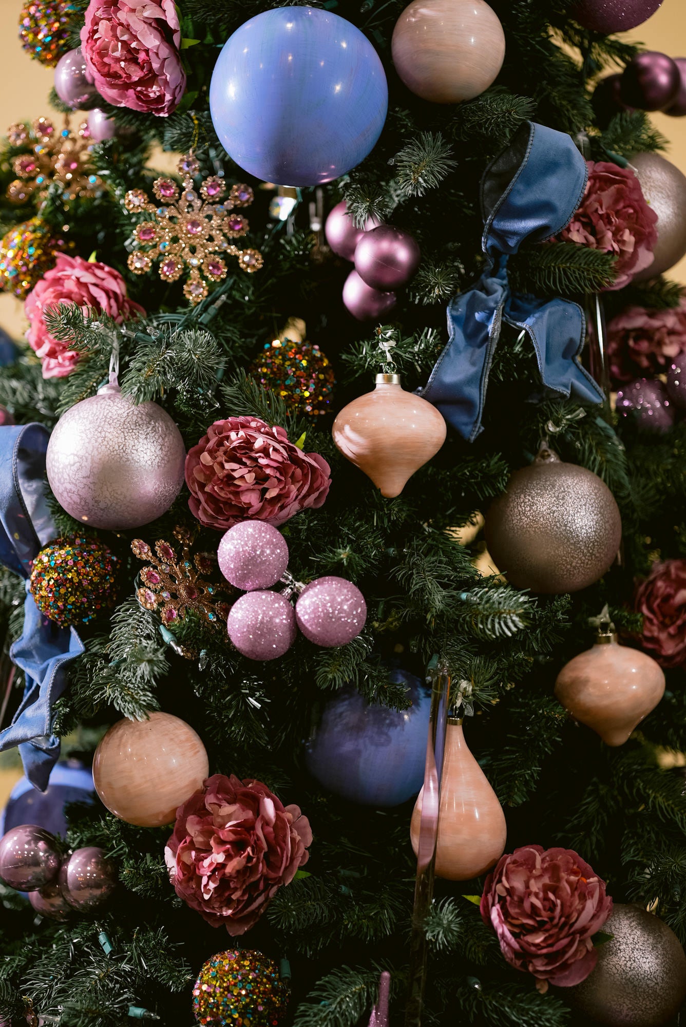 Purple Christmas Tree - purple and lavender ornaments with pink glitter ornaments for purple Christmas tree 
