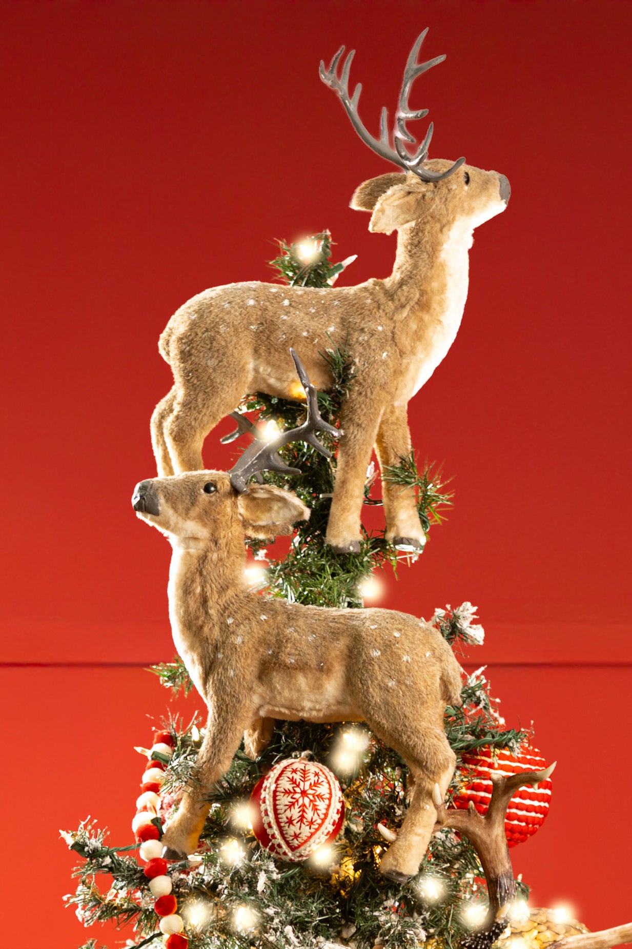 retro Christmas decorations - reindeer figurines